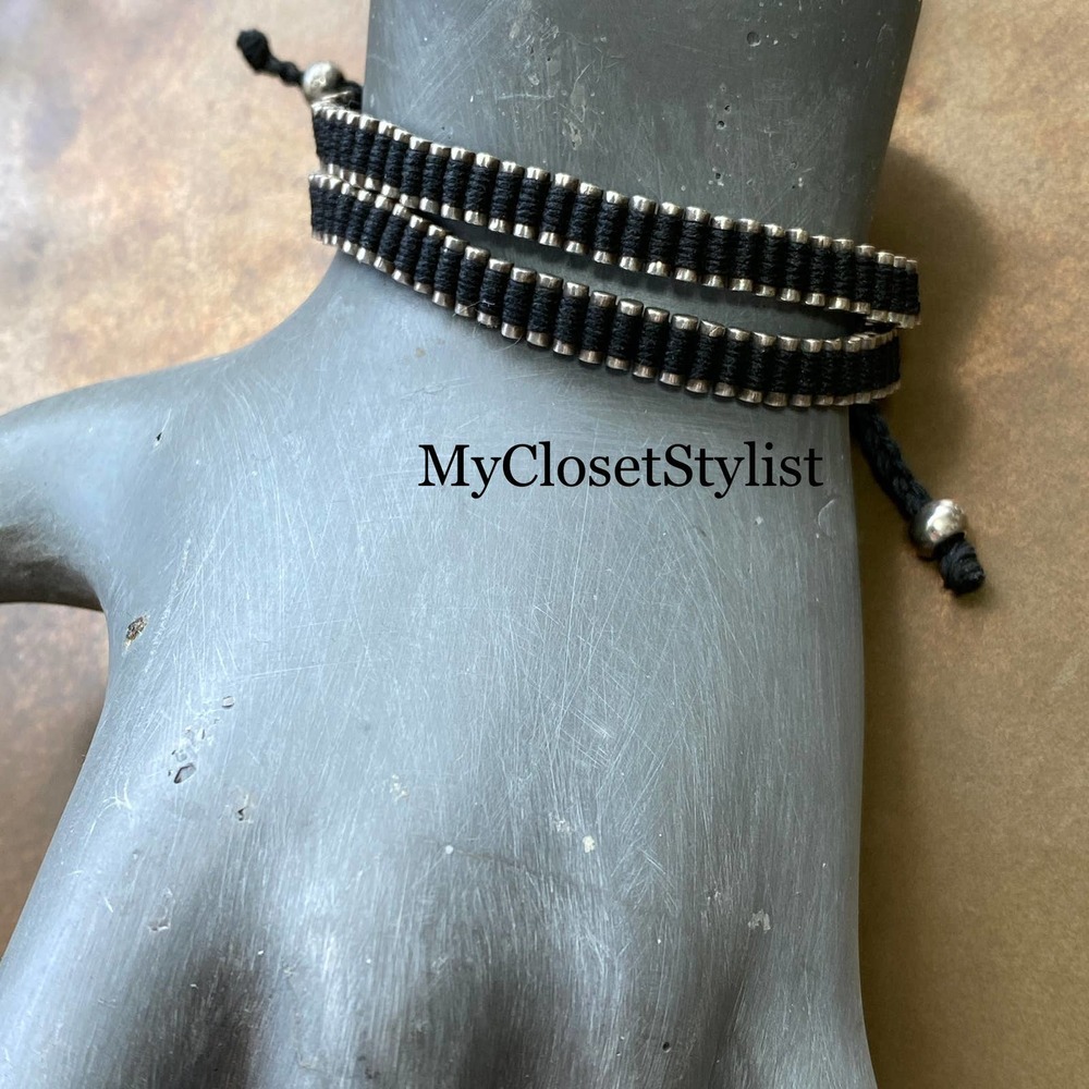 Sterling Silver Black Corded Twin Double Bracelet! NEW 925 Links of London - Picture 2 of 5